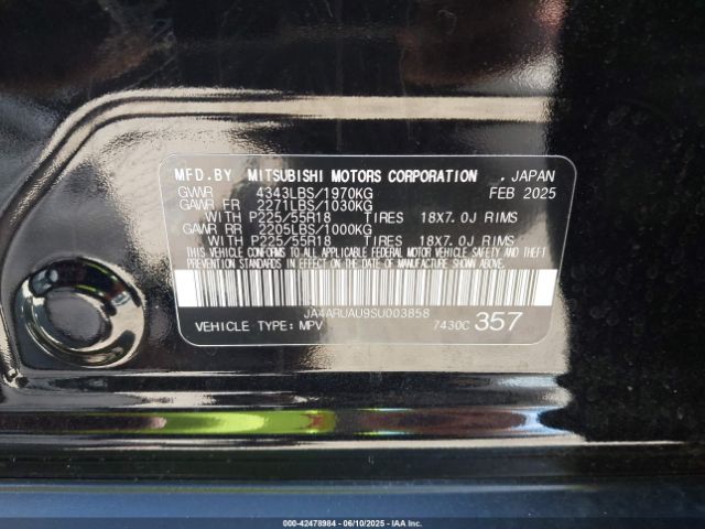 2025 MITSUBISHI OUTLANDER SPORT JA4ARUAU9SU003858 Photo 8