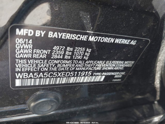 BMW 528I 2014 WBA5A5C5XED511915 Image 9