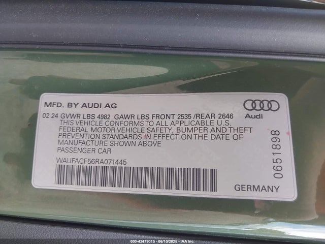 WAUFACF56RA071445 Audi A5 Sportback Premium Plus 45 Tfsi Quattro S Tronic