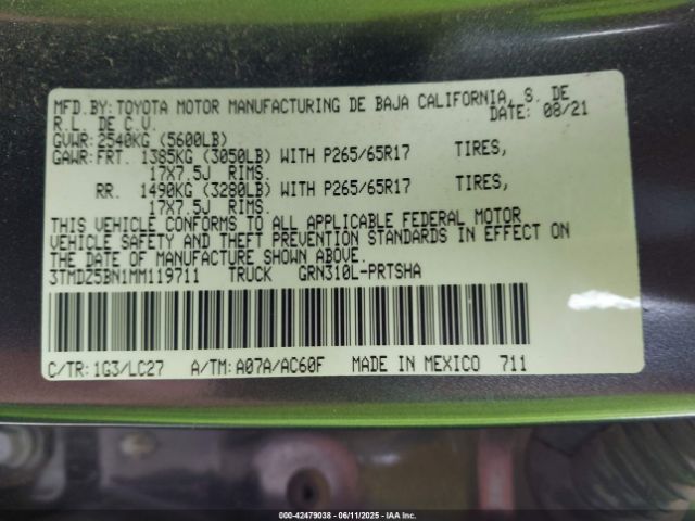 3TMDZ5BN1MM119711 Toyota 2gr-fks