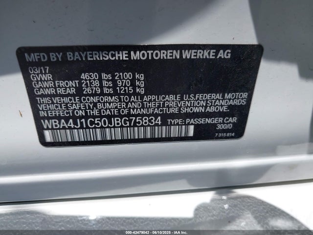 WBA4J1C50JBG75834 BMW 430I