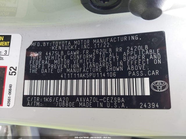 4T1T11AK5PU114106 Toyota a25a-fks