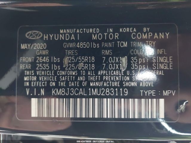 2021 HYUNDAI TUCSON KM8J3CAL1MU283119 Photo 8