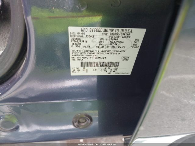 2004 FORD F-250 1FTNW21P14ED04524 Photo 8