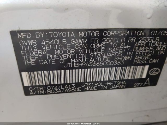 2006 LEXUS GS 300 JTHBH96S665000383 Photo 8