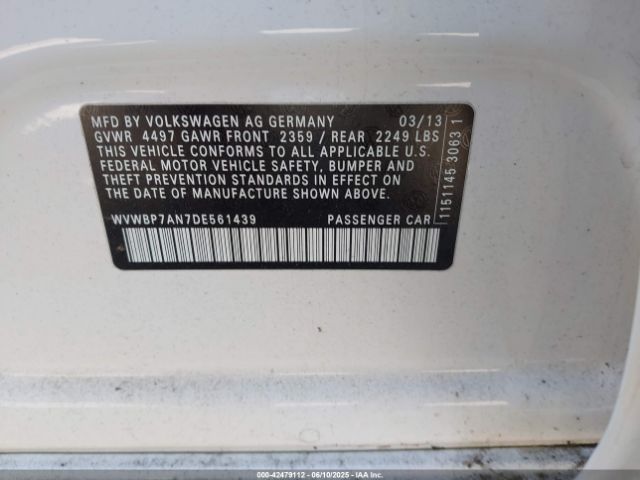 2013 VOLKSWAGEN CC WVWBP7AN7DE561439 Photo 8