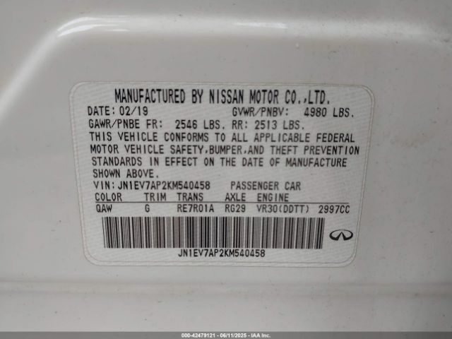2019 INFINITI Q50 JN1EV7AP2KM540458 Photo 8