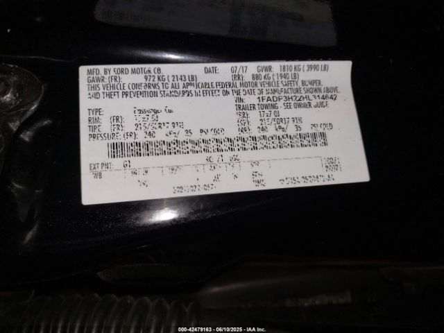 1FADP3H22HL314642 Ford 2.0l gdi