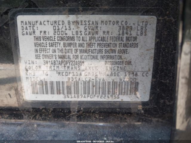 3N1AB7AP0FY224955 Nissan 2015