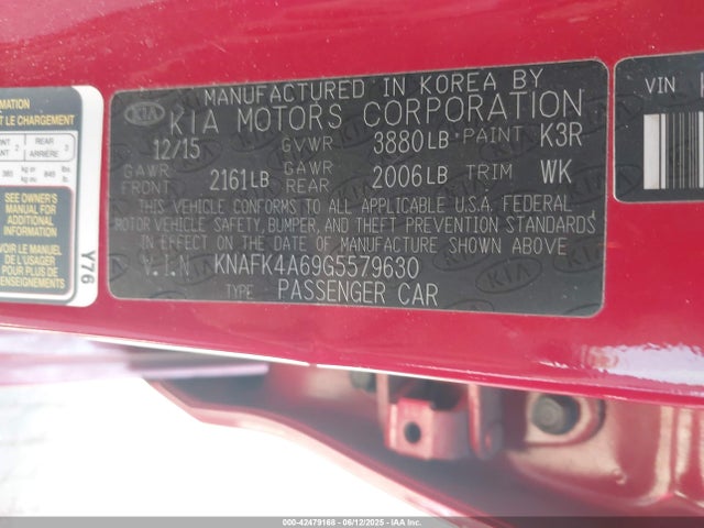 KNAFK4A69G5579630 KIA mpi nu