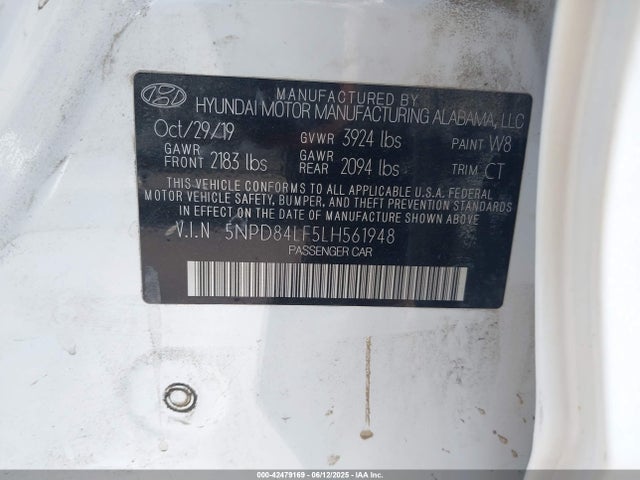 5NPD84LF5LH561948 Hyundai mpi nu
