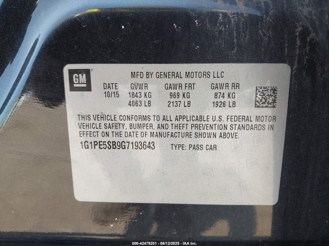 1G1PE5SB9G7193643 Chevrolet luv - vvt, alum, e85 max