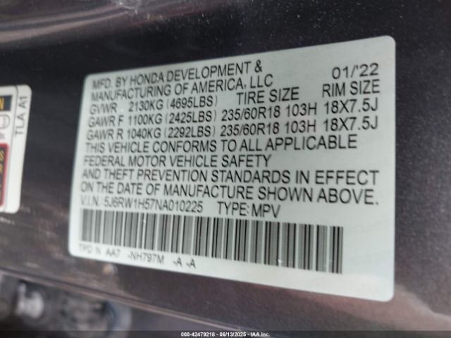 2022 HONDA CR-V 5J6RW1H57NA010225 Photo 8