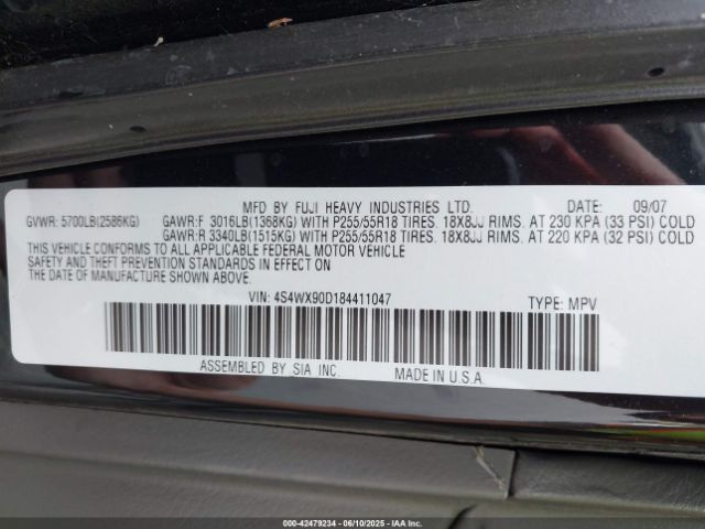 2008 SUBARU TRIBECA 4S4WX90D184411047 Photo 8