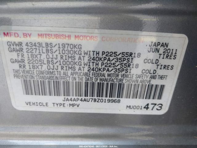 2011 MITSUBISHI OUTLANDER SPORT JA4AP4AU7BZ019968 Photo 8