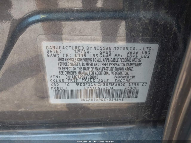 Nissan SENTRA SL 2014 3N1AB7AP0EY339845 Image 9
