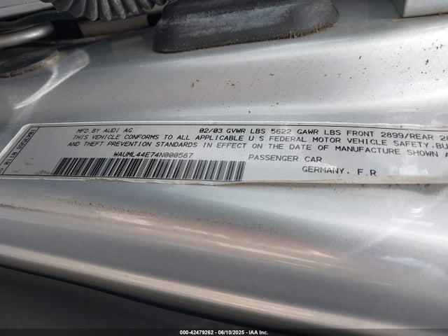2004 AUDI A8 L WAUML44E74N000587 Photo 8