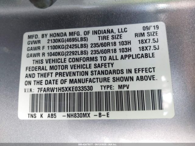 7FARW1H5XKE033530 Honda l15be