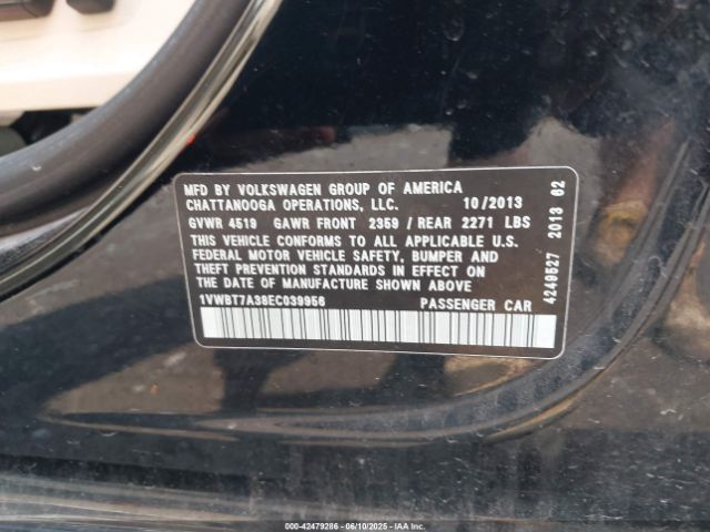 1VWBT7A38EC039956 Volkswagen Passat 1.8t Se
