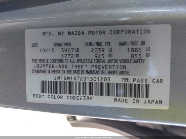 JM1BM1X72G1301203 Mazda Mazda3 I Grand Touring