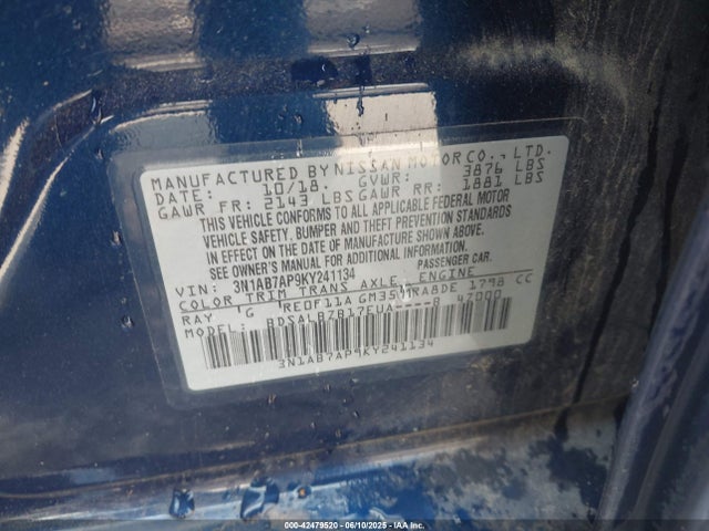 3N1AB7AP9KY241134 Nissan 2019