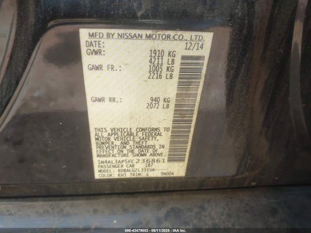 Nissan 2015 2015 1N4AL3AP5FC236861 Image 9