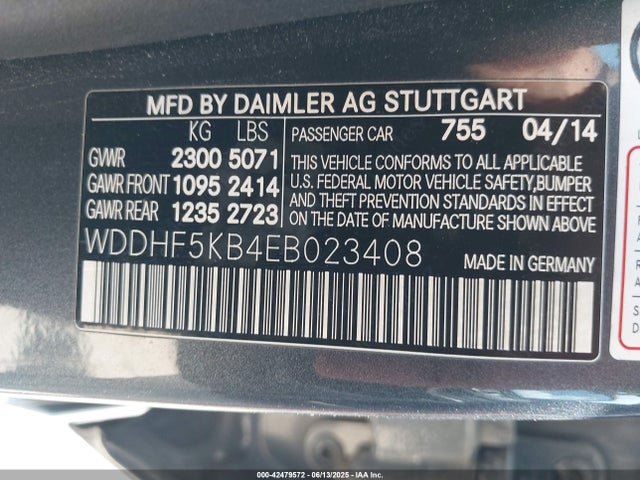 WDDHF5KB4EB023408 Mercedes-Benz E-Class