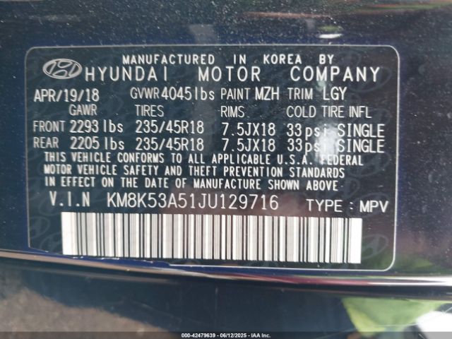 KM8K53A51JU129716 Hyundai t-gdi gamma