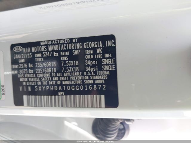 2016 KIA SORENTO 5XYPHDA10GG016872 Photo 8