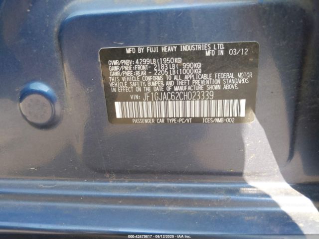2012 SUBARU IMPREZA JF1GJAC62CH023339 Photo 8