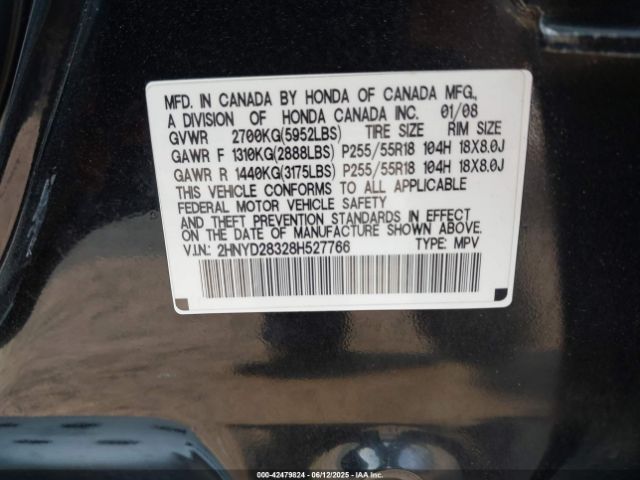 2008 ACURA MDX 2HNYD28328H527766 Photo 8