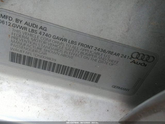 2013 AUDI A4 WAUEFAFL1DN009839 Photo 8