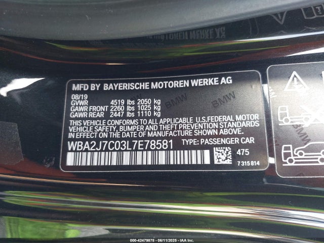 BMW 2020 2020 WBA2J7C03L7E78581 Image 9