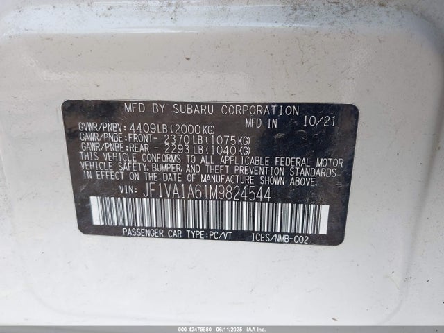 Subaru dib turbo 2021 JF1VA1A61M9824544 Image 9
