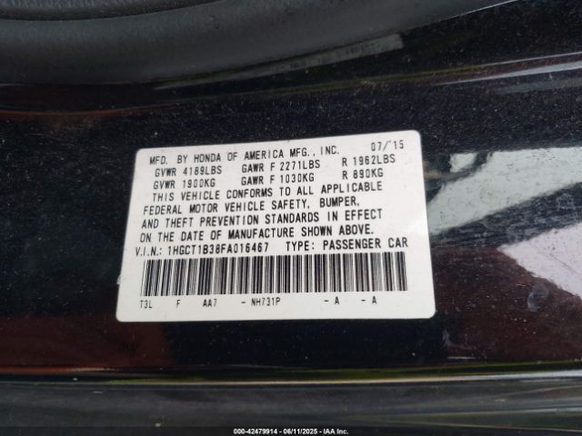 1HGCT1B38FA016467 Honda k24w1