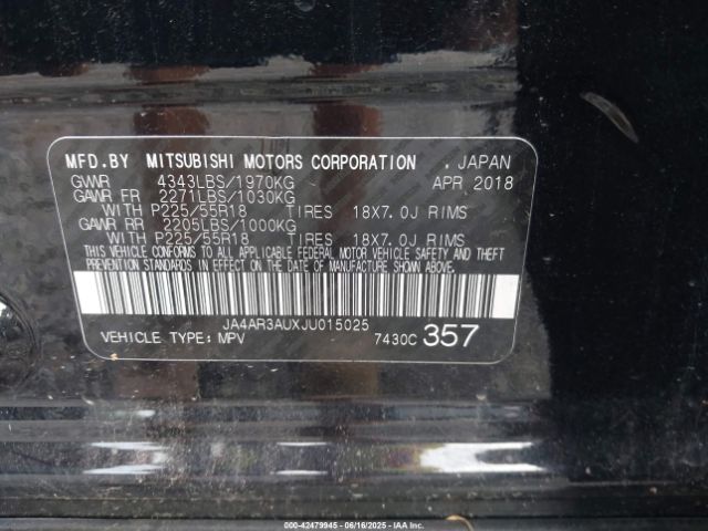 2018 MITSUBISHI OUTLANDER SPORT JA4AR3AUXJU015025 Photo 8