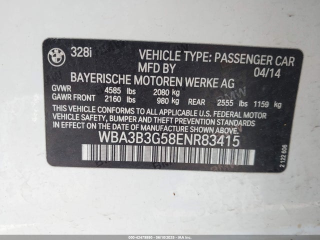 WBA3B3G58ENR83415 BMW 2014