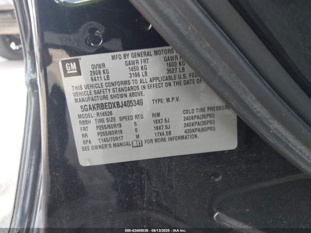 2011 BUICK ENCLAVE 5GAKRBEDXBJ405349 Photo 8