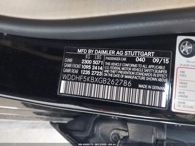 42480173 :رقم المزاد ، WDDHF5KBXGB262786 vin ، 2016 Mercedes-benz E 350 مزاد بيع