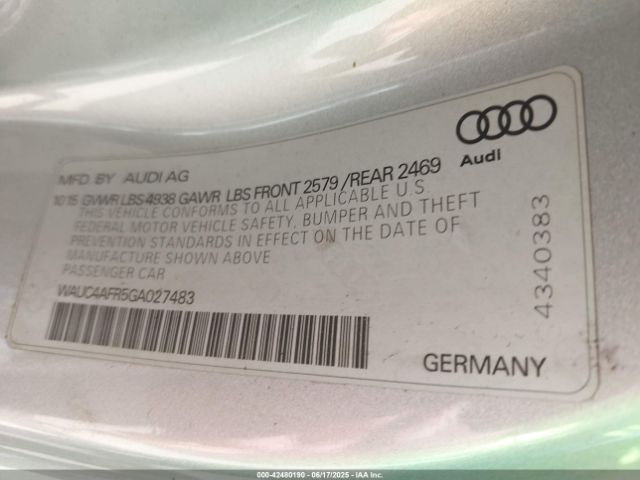 2016 AUDI S5 WAUC4AFR5GA027483 Photo 8