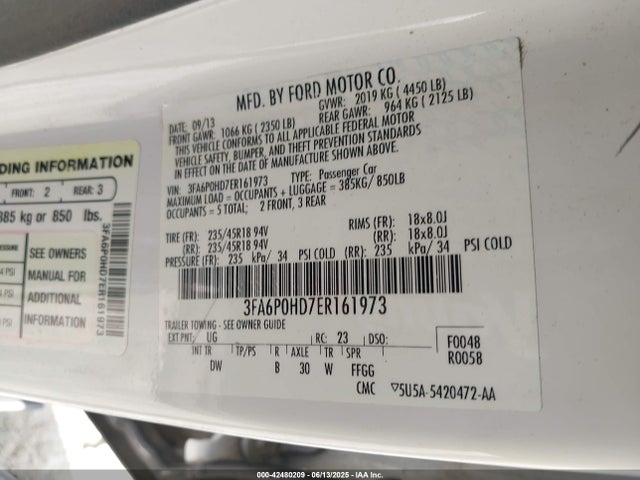 Ford Fusion 2014 3FA6P0HD7ER161973 Image 9