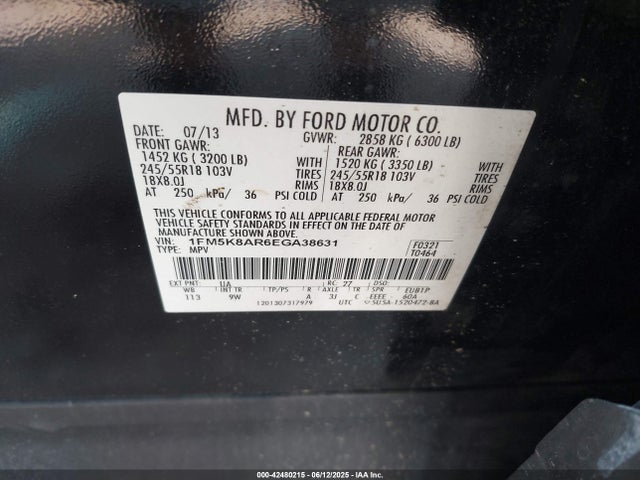 1FM5K8AR6EGA38631 Ford 2014