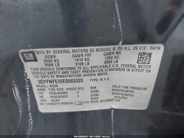 2014 CADILLAC SRX 3GYFNFE35ES663320 Photo 8