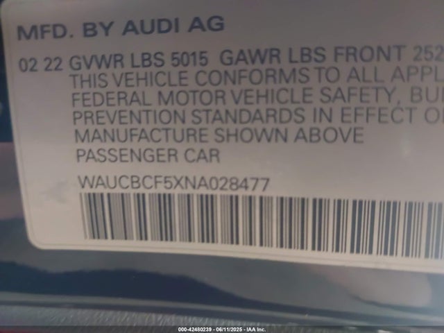 2022 AUDI A5 SPORTBACK WAUCBCF5XNA028477 Photo 8