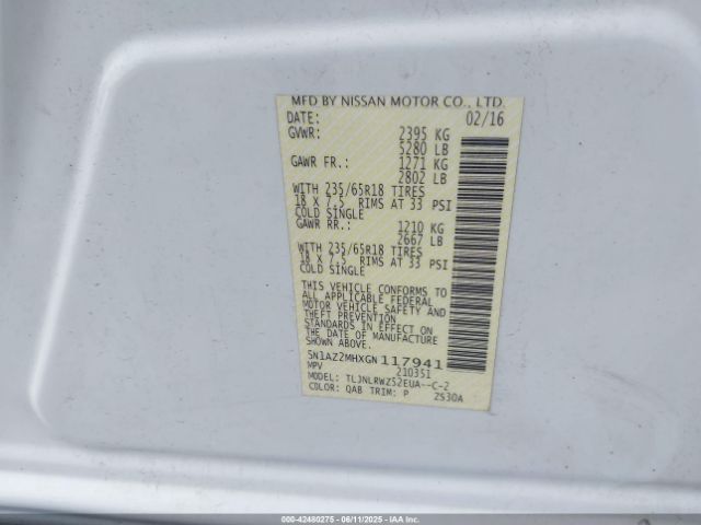 5N1AZ2MHXGN117941 Nissan Murano