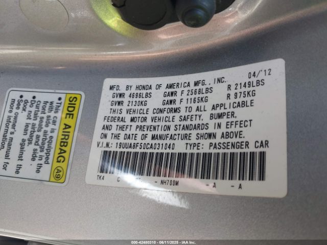 2012 ACURA TL 19UUA8F50CA031040 Photo 8
