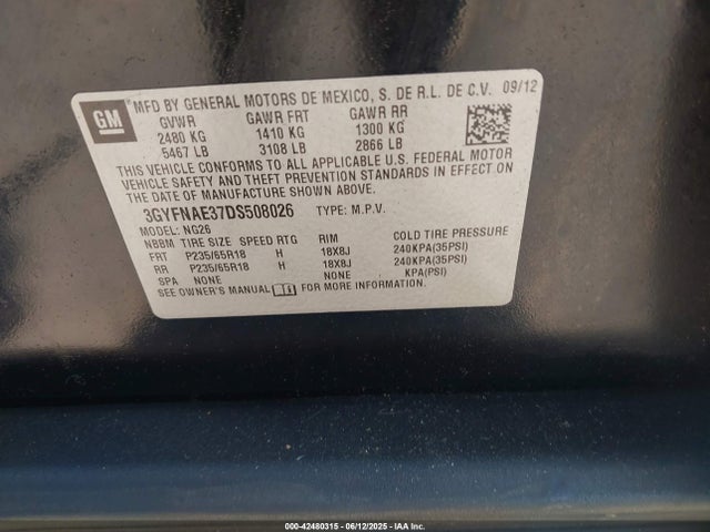 2013 CADILLAC SRX 3GYFNAE37DS508026 Photo 8