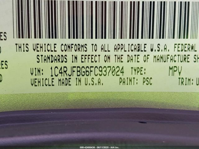 2015 JEEP GRAND CHEROKEE 1C4RJFBG6FC937024 Photo 8