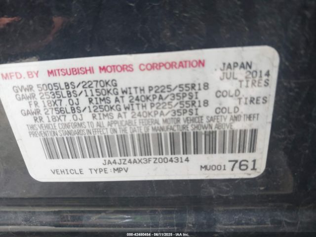 2015 MITSUBISHI OUTLANDER JA4JZ4AX3FZ004314 Photo 8