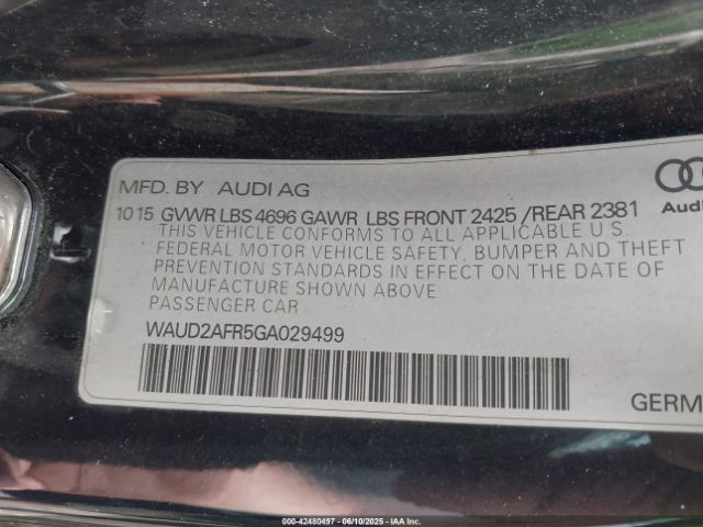 2016 AUDI A5 WAUD2AFR5GA029499 Photo 8